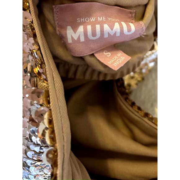 Show Me Your Mumu Samba Midi Dress in Gold Liquid Sequins S - Picture 6 of 7